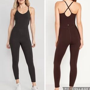 Old Navy Bodysuit Sz Large Petite Black NWT Cami Jumpsuit 7/8 Length Activewear